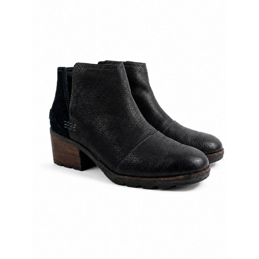 Sorel Cate Cutout Black Leather Waterproof Women's Booties Size 8.5